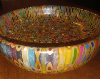 Extra Large Epoxy Resin colored pencil bowl- Handturned