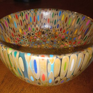 Epoxy Resin colored pencil bowl- Handturned