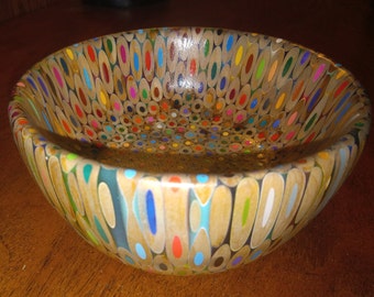 Epoxy Resin colored pencil bowl- Handturned
