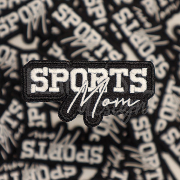 sports mom patch: iron on patch for trucker hats | sport iron on patches | wholesale patches | basketball, baseball, football patches