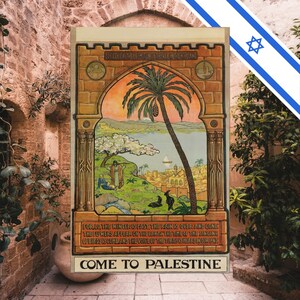 Come to Palestine Poster for the Society for the Promotion of Travel in the Holy Land Ze'ev Raban Israeli Vintage Rolled Posters image 9