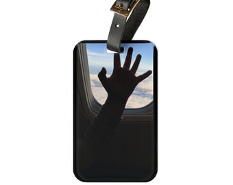 Hand on Window | Premium Acrylic and Leather Luggage Tag | by Far Out Prints & Co