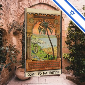 Come to Palestine Poster for the Society for the Promotion of Travel in the Holy Land Ze'ev Raban Israeli Vintage Rolled Posters image 3