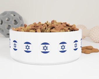 Israeli Flag Round Cats Dogs - Pet Bowl - Dog Cat Bowls for Pet Lovers Gifts for Him Her Birthday Presents Mothers Day Pets Lover Animals