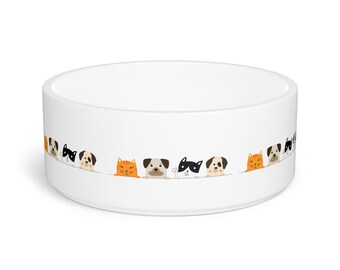 Dogs and Cats Pattern - Pet Bowl - Dog Cat Bowls for Pet Lovers Gifts for Him Her Birthday Presents Mothers Day Pets Lover Animals