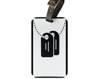 Veteran Dog Tags Travel Style | Premium Acrylic and Leather Luggage Tag | by Far Out Prints & Co