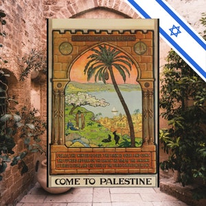 Come to Palestine Poster for the Society for the Promotion of Travel in the Holy Land Ze'ev Raban Israeli Vintage Rolled Posters image 10