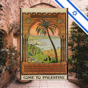 Come to Palestine Poster for the Society for the Promotion of Travel in the Holy Land Ze'ev Raban Israeli Vintage Rolled Posters image 8