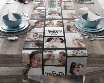 Tischläufer mit individueller Fotocollage: Ein atemberaubendes personalisiertes Event-Accessoire, ein Erinnerungsgeschenk!