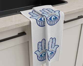 Hamsa Kabalah Judaism Design Pattern | Jewish Holiday Themed | Soft Tea Towel | by Far Out Prints & Co.