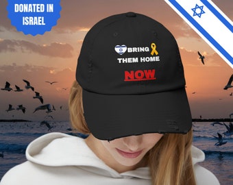 Ramenez-les à la maison maintenant | Casquette effet vieilli | Soutenez-vous avec nous Otages kidnappés Judaïsme juif Israël Uniforme israélien | de Far Out Prints & Co.