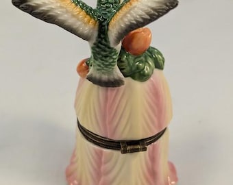 Colorful Hummingbird Porcelain trinket hinged box