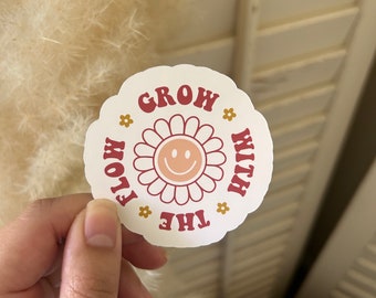 Grow with the Flow Smiley Die-Cut Sticker (Matte Finish)