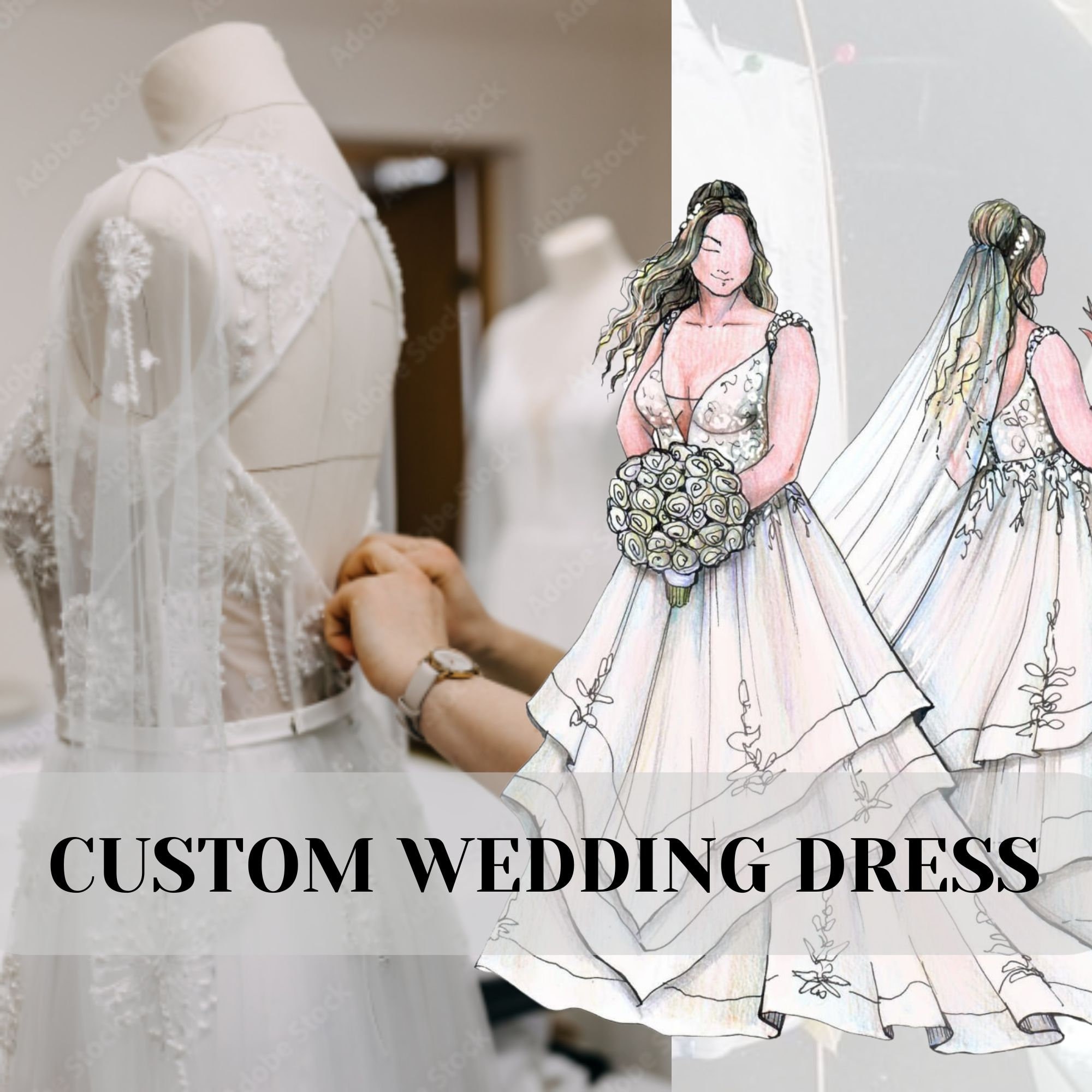 Custom Couture Wedding Dress Personalized Bridal Gown Design Your Own Dress Individual Design Etsy