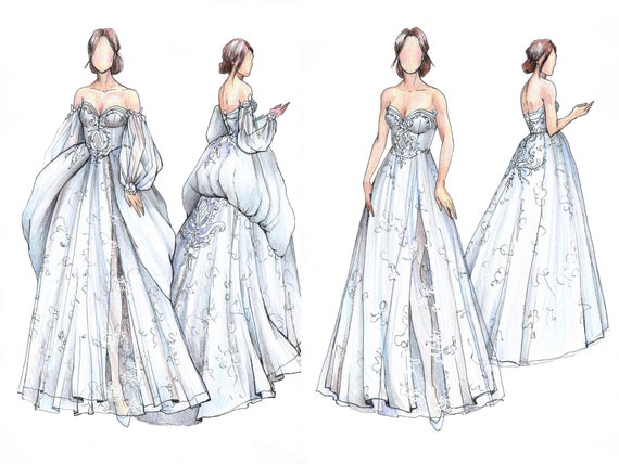 white christmas dresses DIY Tape Clothing Design Sketchbook - Fashion Designer Drawing Template Book With Professional Sketching Tools main image 1
