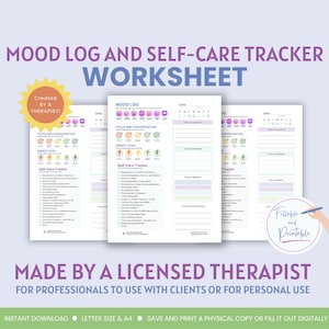 Mood Log & Self-Care Tracker: Mental Health Journal (PDF)