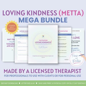 Kit de Meditação de Bondade Amorosa | Caderno de Exercícios Metta Informado por DBT, eBook, Prática Guiada, Diário e Cartões de Afirmação | PDF para impressão