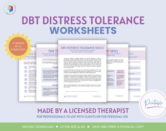 DBT Distress Tolerance Handouts Crisis Survival Skills Mental Health Therapy Self-Help Strong Emotions Self-Destructive Behavior