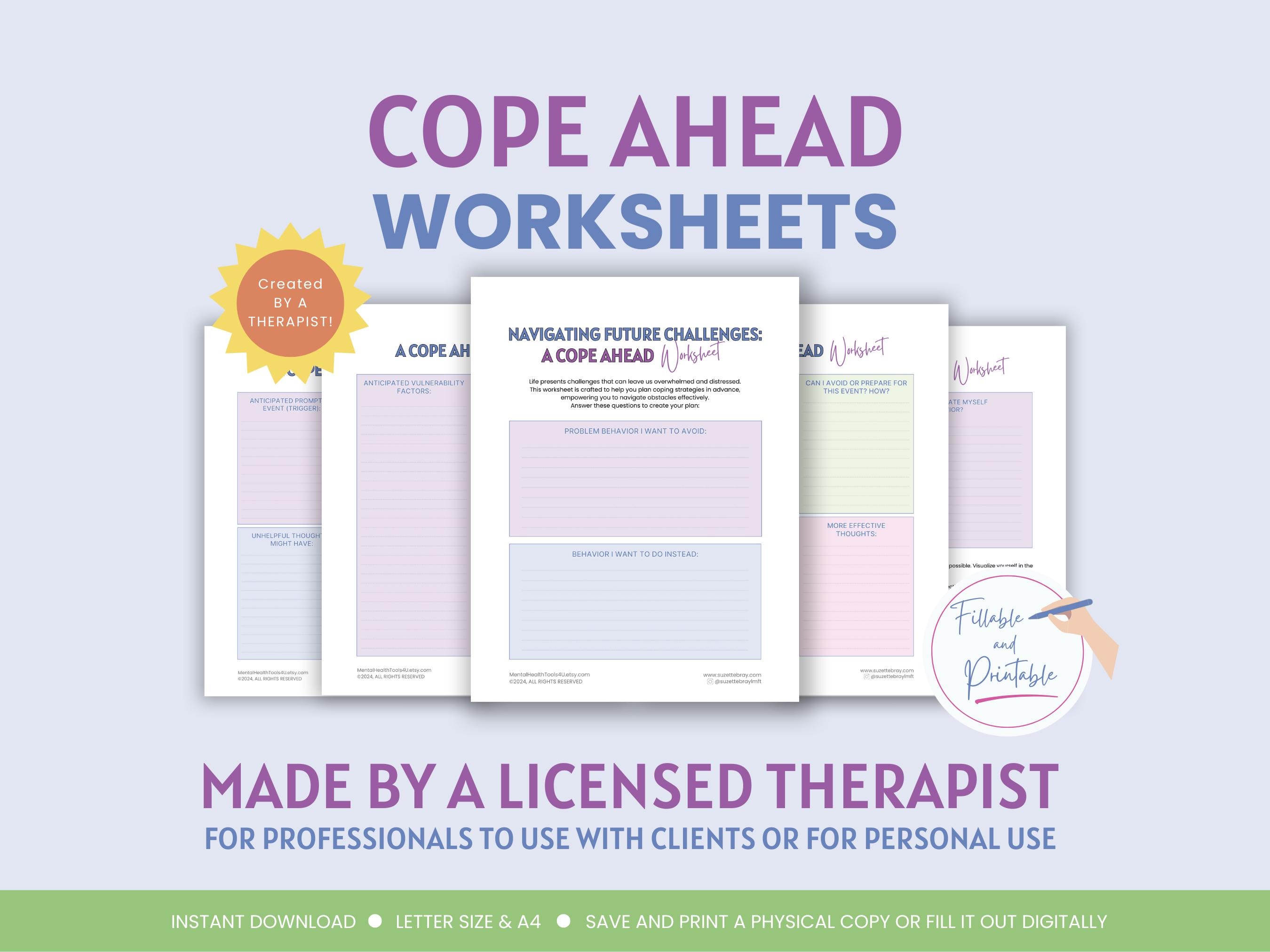 Cope Ahead Worksheet: DBT, CBT Skills for Emotional Regulation (PDF) - Etsy