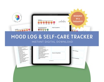 Mood Log and Self-Care Tracker Mental Health Journal Self Care Planner Anxiety Journal Depression Bipolar Daily Mood Check-in