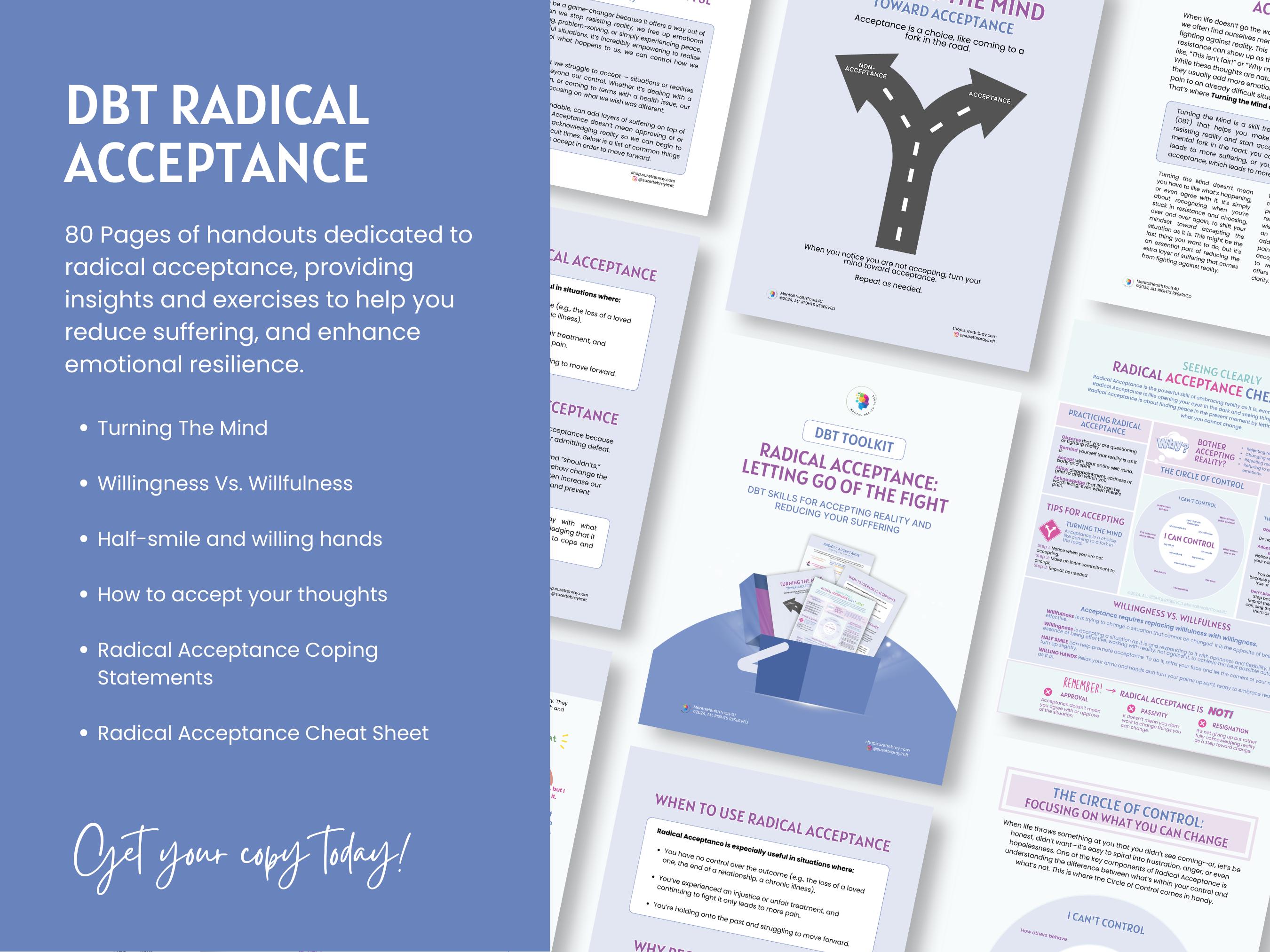 DBT Radical Acceptance Workbook | Emotional Regulation, Letting Go (PDF ...