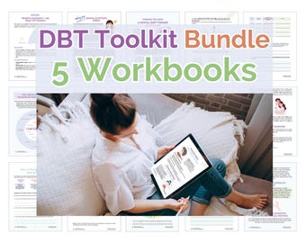 DBT Therapy Workbook Bundle | Mindfulness Practice + Emotional Regulation Skills for Anxiety & Stress | Printable PDF
