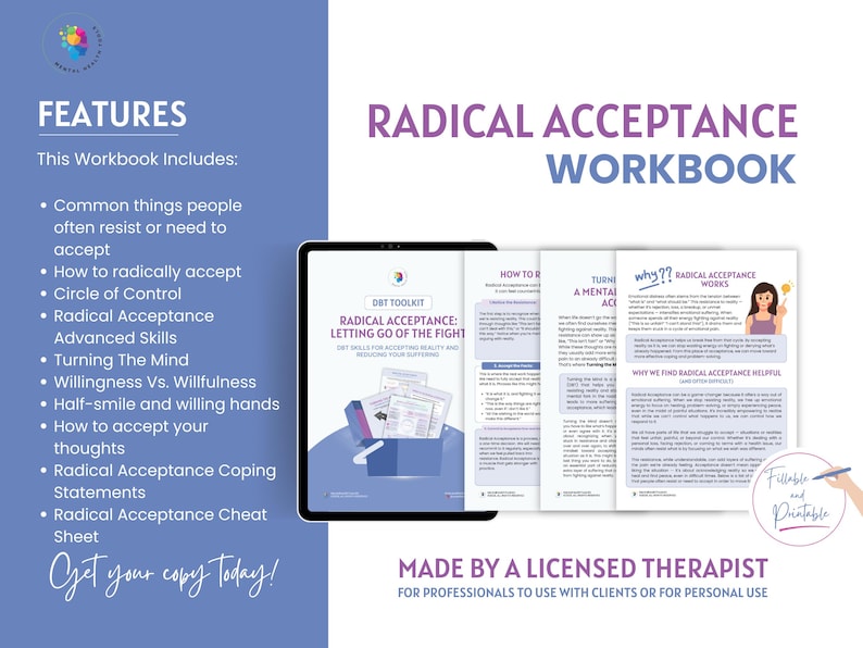 Cuaderno de trabajo de DBT para la aceptación radical / Regulación emocional, dejar ir (Descarga en PDF) imagen 5