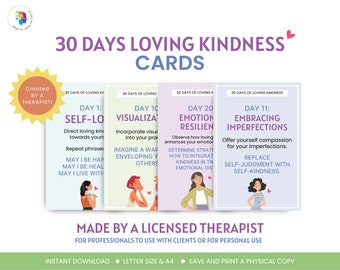 30 Days of Loving Kindness Cards Metta Loving Kindness Meditation Self-compassion Self-care Mental Health Compassion