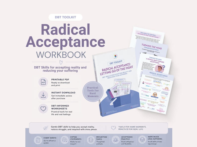 Cuaderno de trabajo de DBT para la aceptación radical / Regulación emocional, dejar ir (Descarga en PDF) imagen 1