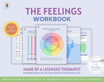 The Feelings Wheel Workbook Self-awareness Self-reflection Coping Skills Managing Emotions