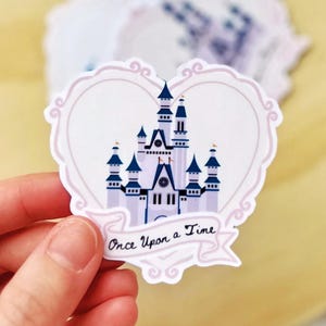 Sticker château de princesse avec rubans | Sticker résistant à l'eau Magic Kingdom Disney | Sticker Château Il était une fois