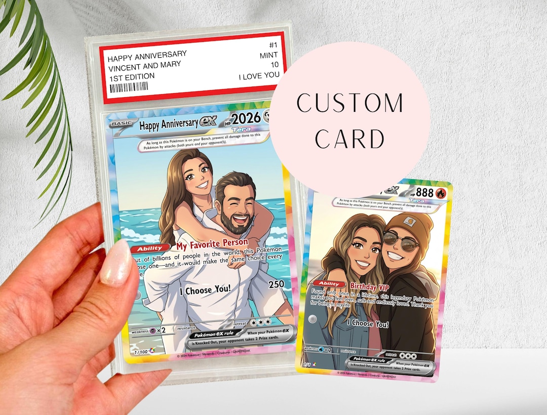 Custom Holographic Anime Card – Personalized Anniversary, Birthday, Couple, Engagement, Fa