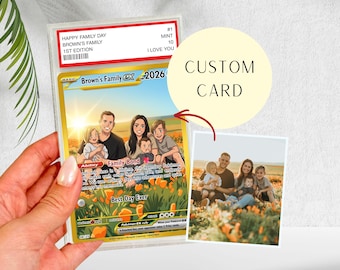 Custom Family Holographic Anime Card – Personalized Gift (Gold Border)
