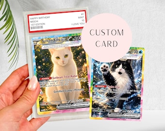 Custom Pets Holographic Anime Card – Personalized Anniversary, Birthday, Couple, Engagement, Family Gift (Rainbow Border)