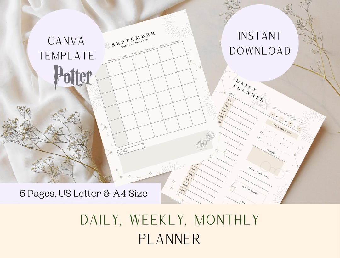 Wizard Weekly Wizard Printable Planner: Daily, Weekly, Monthly Templates (digital ...
