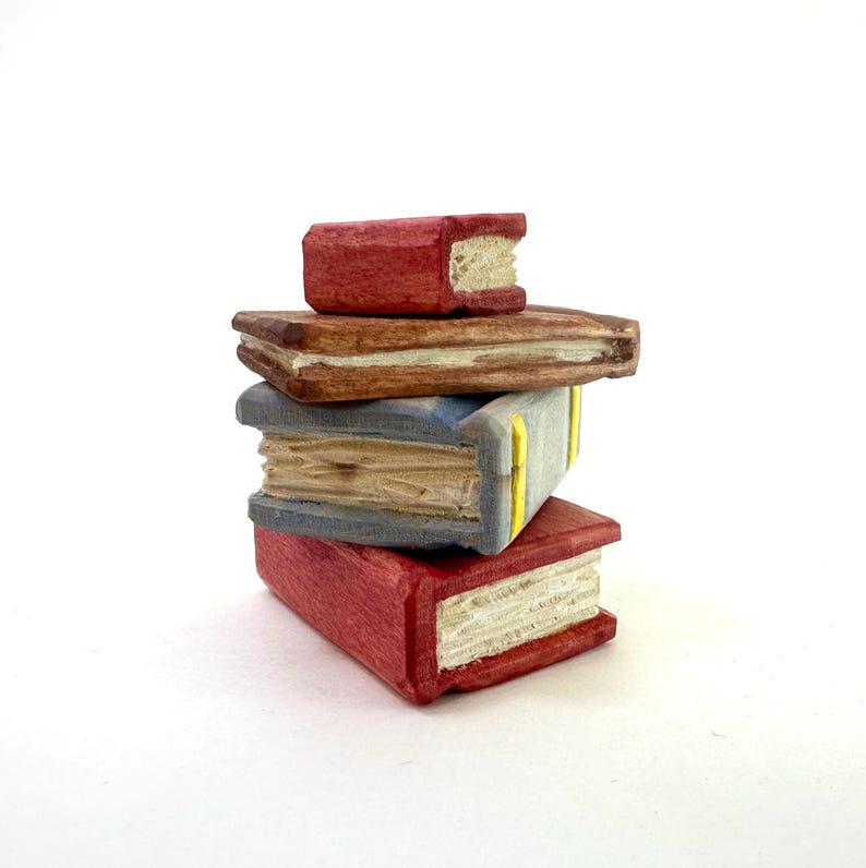 Handmade Wooden Stack of Books Figurine - Etsy