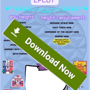 Height Requirements for EPCOT | Disney Planning |Disney World Printable Planner | family Disney trip planner | Disney vacation guide