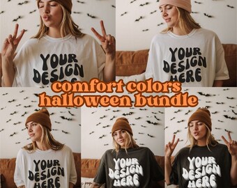 Halloween Mockup Bundle, Halloween Comfort Colors Mockup Bundle, Comfort Colors 1717 Bundle, Fall Tshirt Mock up bundle