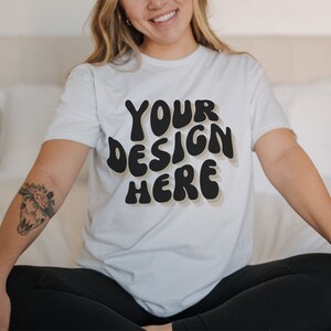 Gildan 64000 mockup, gildan tshirt mockup, gildan mock female, white gildan tshirt mockup