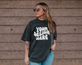 Pepper Comfort Colors C1717 female Mockup, gray shirt mocks, comfort colors mockup C1717