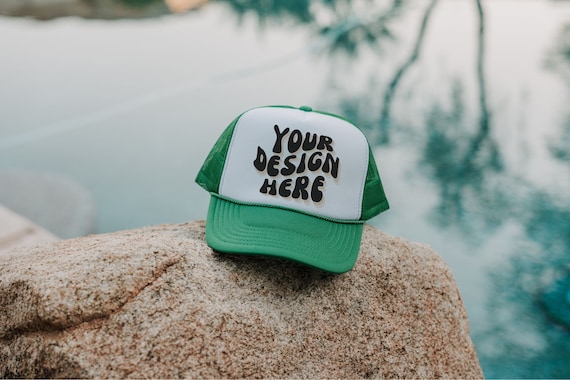 OTTO Green and White Trucker Hat OTTO Green And White Foam Backed Mesh Snap-Back Truck Cap  main image 3