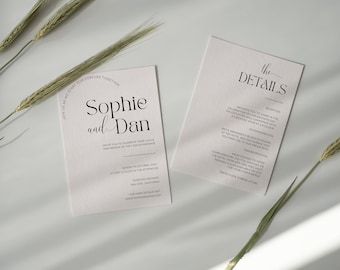 Modern Wedding Invitation Suite Template: Minimalist Design (Instant Download)