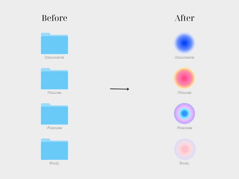 12 Desktop Folder Icons | Aura Gradient | for Mac and PC | Aesthetic ...
