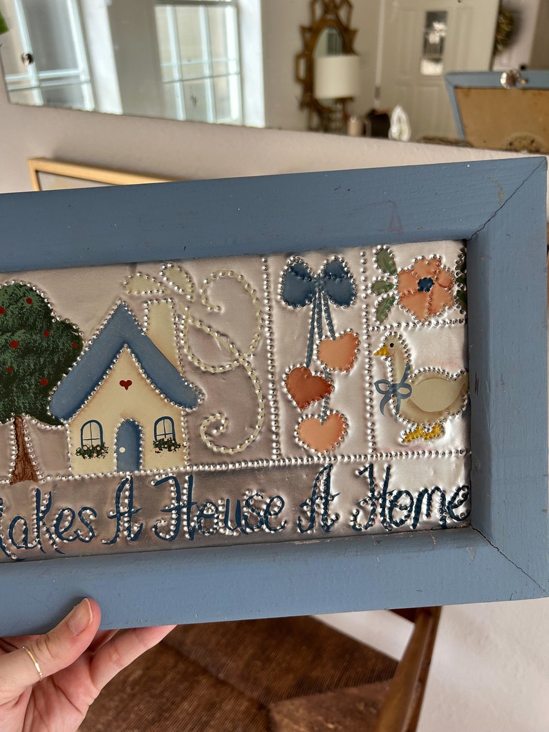 Vintage Country Wall Decor With Blue Ribbon Geese. Wooden Country