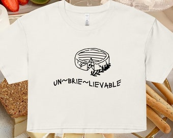 Brie cheese y2k baby tee crop top | cheese lovers shirt | girl dinner shirt | foodie shirt | charcuterie tshirt | minimalist crop top