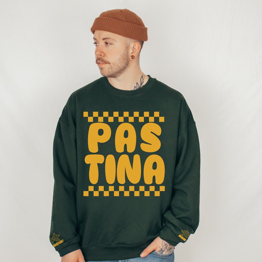 Pastina Pasta Unisex Crewneck Sweatshirt With Mangia Sleeve Prints Pasta Shirt Italian Food