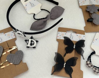 Black uniform school hair accessories. school green hair set. 11 piece hair set for black school uniform. back to school school uniform set.