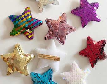 Glitter Star Hairclip. Fairy hair accessories. Star accesories. Children’s hair clip. Girls party bag filler. Star hair clip. Sequin hair.