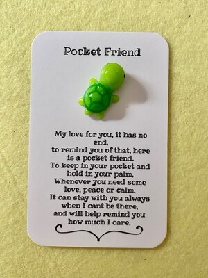 Carte Câlin Résine Tortue - Petit Compagnon De Poche, Cadeau Réconfortant Pour Enfants/amis