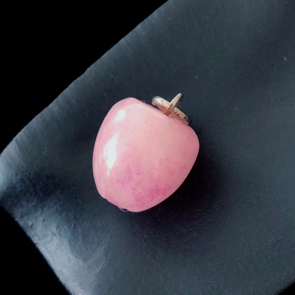 Vintage Burmese Pink Jade Apple Pendant Charm, 3.6 gram, 16x13x13 mm